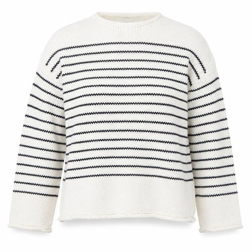 ZARA Women Ivory Striped Cotton Knit Jumper Size L