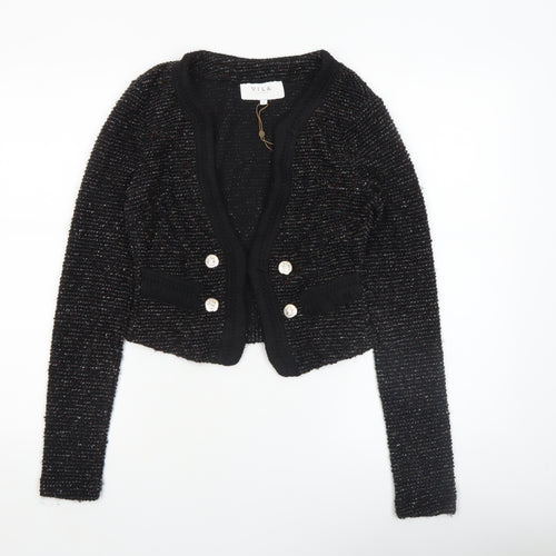 Vila Womens Black Knit Cardigan Small Long Sleeve Blazer Style