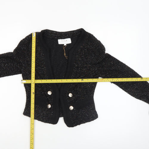 Vila Womens Black Knit Cardigan Small Long Sleeve Blazer Style