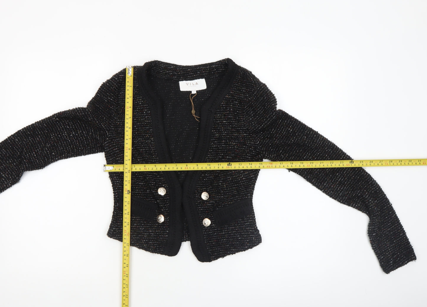 Vila Womens Black Knit Cardigan Small Long Sleeve Blazer Style