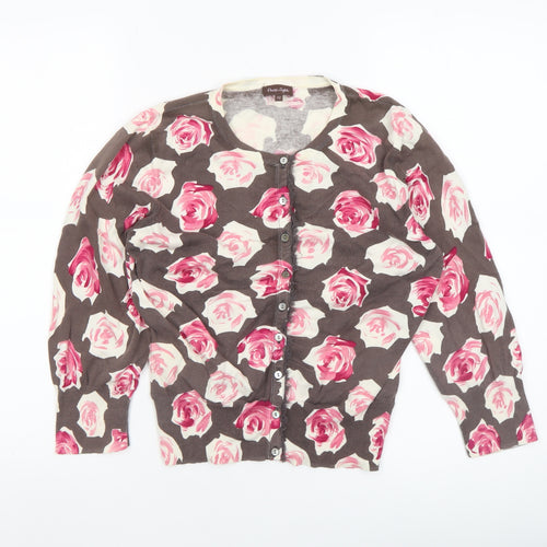 Phase Eight Women's Multicoloured Floral Cardigan Size 12 Cotton Silk