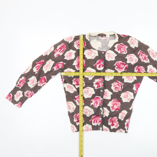 Phase Eight Women's Multicoloured Floral Cardigan Size 12 Cotton Silk