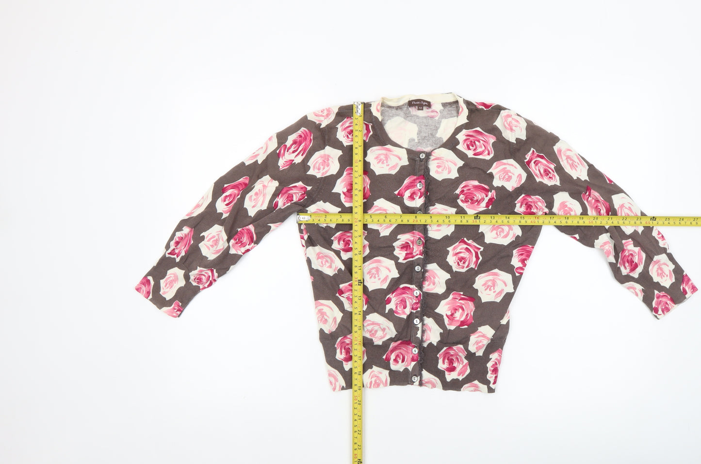 Phase Eight Women's Multicoloured Floral Cardigan Size 12 Cotton Silk