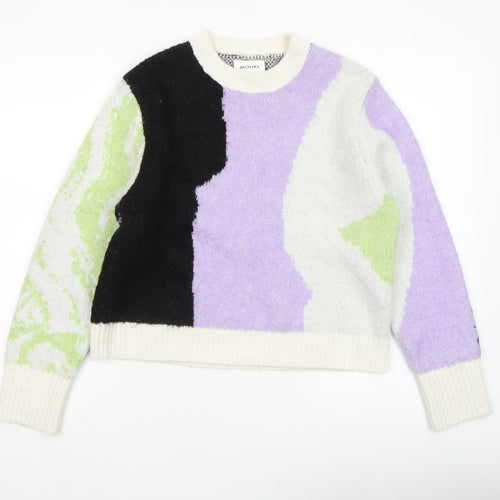 Monki Women’s Multicoloured Pullover Jumper Size S Crew Neck Knit