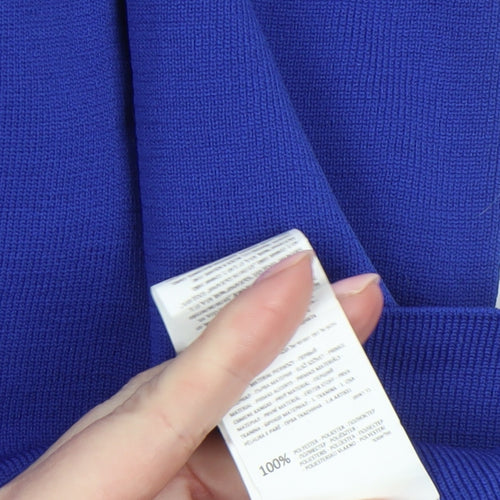 Reserved Women’s Blue Knee Length Shift Dress Size L V-Neck Long Sleeve