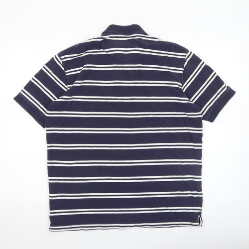 Wrangler Men’s Blue Striped Cotton Polo Shirt Size M Classic Fit