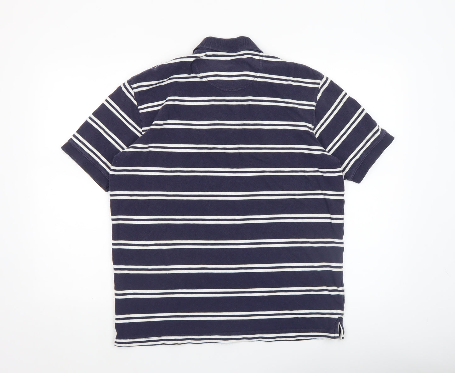 Wrangler Men’s Blue Striped Cotton Polo Shirt Size M Classic Fit