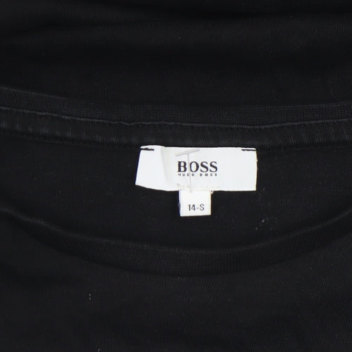 Hugo Boss Boys Black Long Sleeve Logo Cotton T-Shirt Size 14 Years
