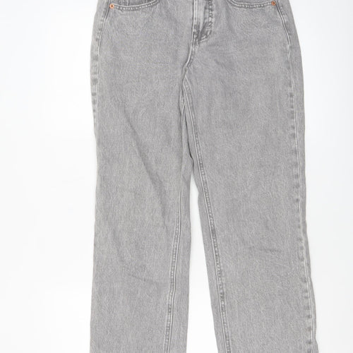 Stradivarius Women's Grey High Rise Straight Leg Jeans Size 8