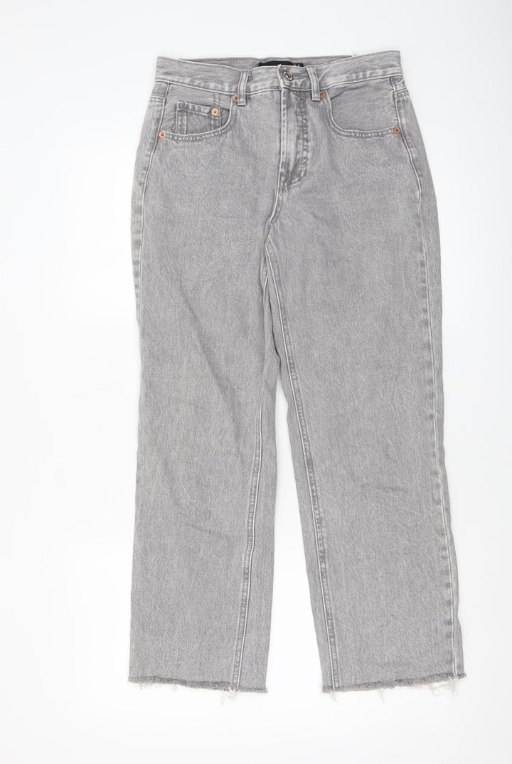 Stradivarius Women's Grey High Rise Straight Leg Jeans Size 8
