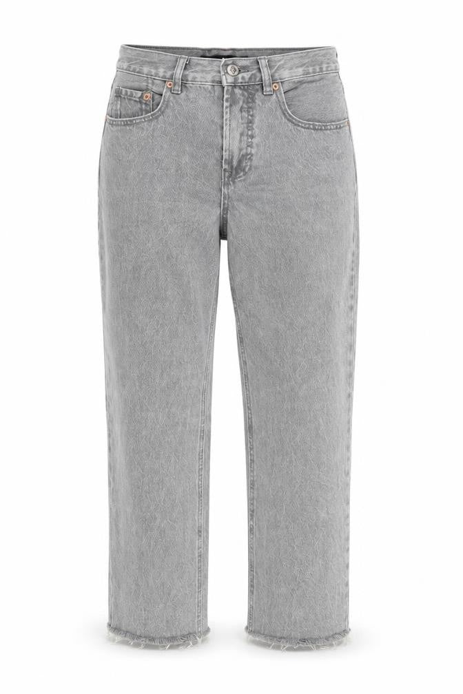 Front view of Stradivarius Women's Grey High Rise Straight Leg Jeans, size 8