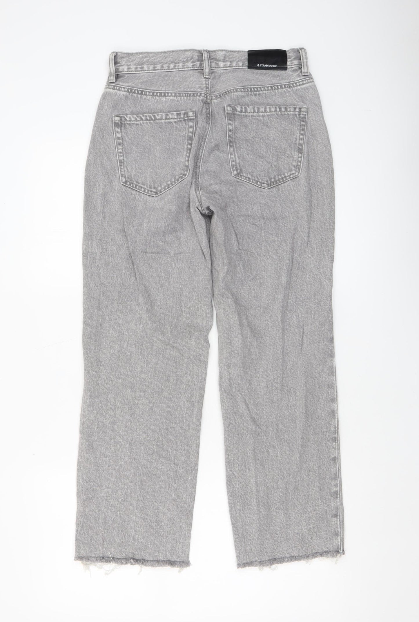 Stradivarius Women's Grey High Rise Straight Leg Jeans Size 8