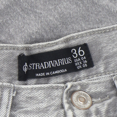 Stradivarius Women's Grey High Rise Straight Leg Jeans Size 8