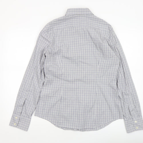 United Colors of Benetton Men's Blue Check Cotton Long Sleeve Button-Up Shirt Size L
