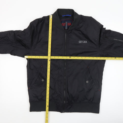 Gotcha Men's Black Bomber Jacket M Regular Nylon Zip-Up Lined