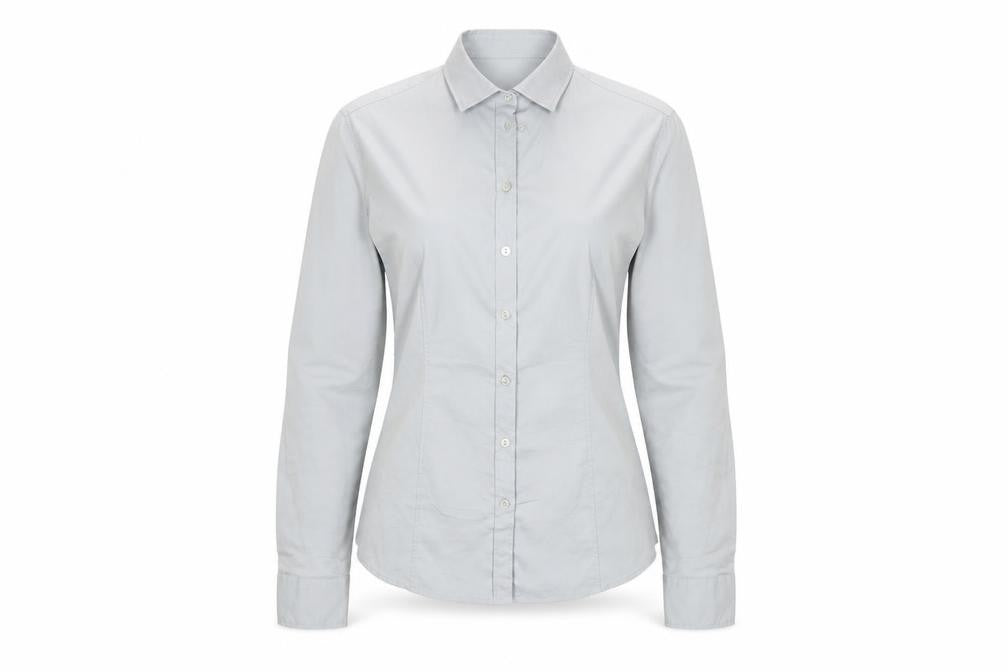 Front view of United Colors of Benetton Women’s Grey Button-Up Long Sleeve Shirt, size UK 8