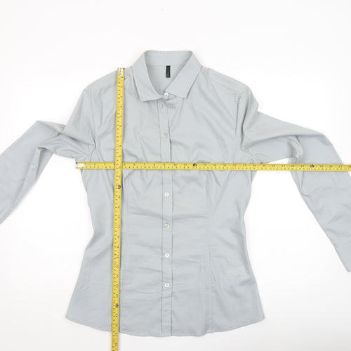 Benetton Women’s Grey Button-Up Long Sleeve Shirt Size 8