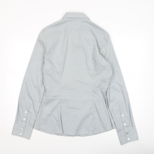 Benetton Women’s Grey Button-Up Long Sleeve Shirt Size 8