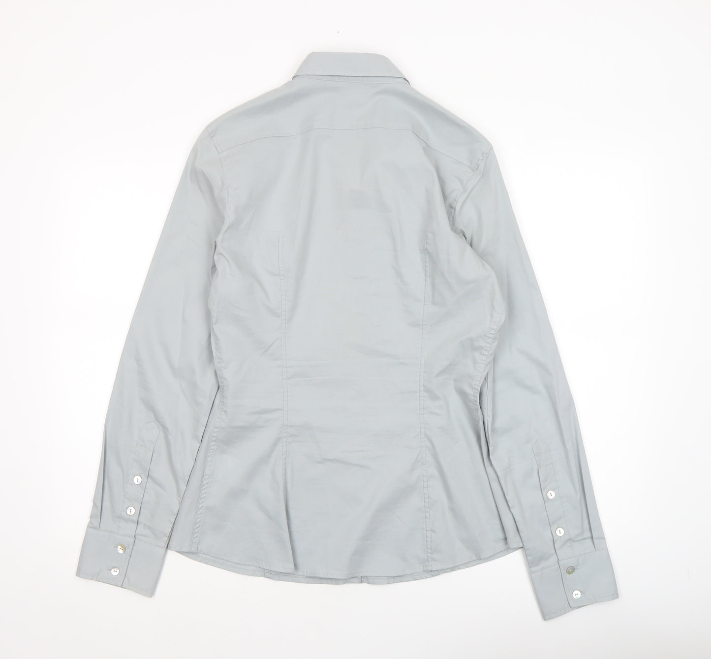 Benetton Women’s Grey Button-Up Long Sleeve Shirt Size 8