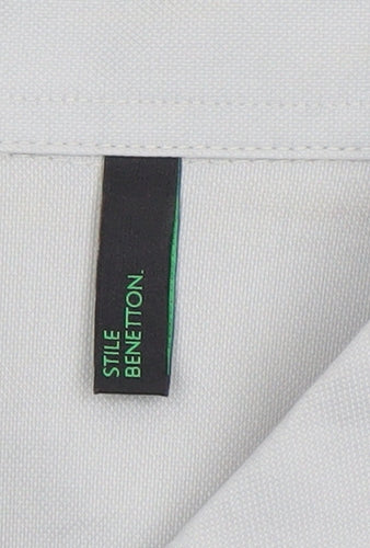 Benetton Women’s Grey Button-Up Long Sleeve Shirt Size 8