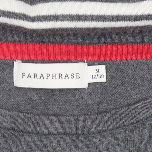 Paraphrase Women Grey Striped Boat Neck 3/4 Sleeve Wool Blend Jumper Size 12