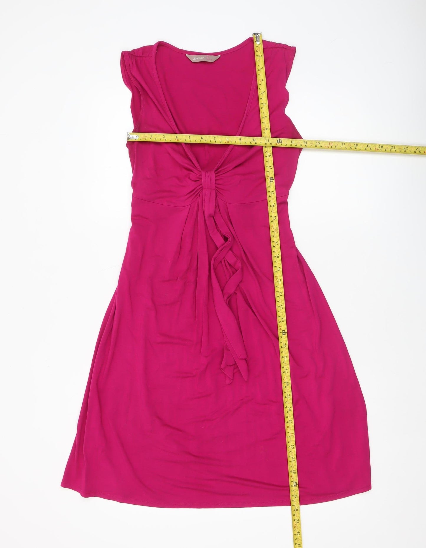A|wear Women’s Pink V-Neck A-Line Sleeveless Knee Length Dress Size 10