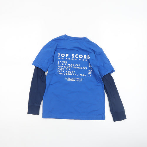 Next Boys Blue Christmas Santa Sequin Long Sleeve T-Shirt 6 Years