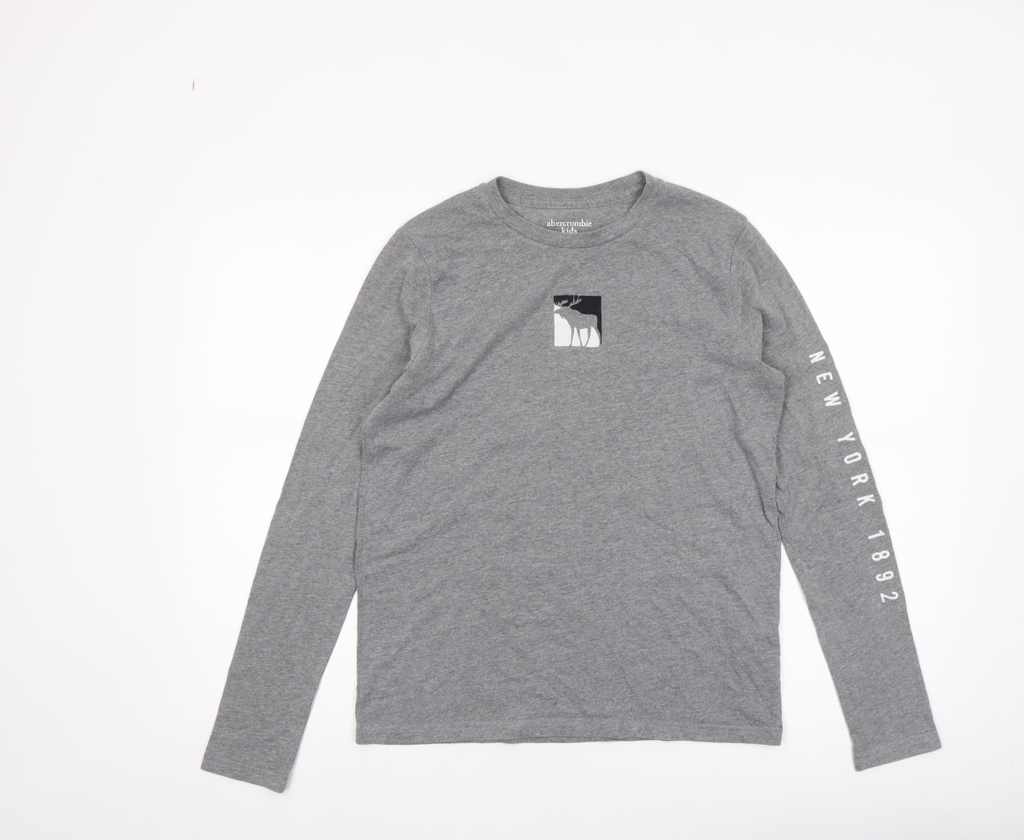 Abercrombie Kids Boys Grey Long Sleeve T-Shirt 15-16 Years Regular Fit