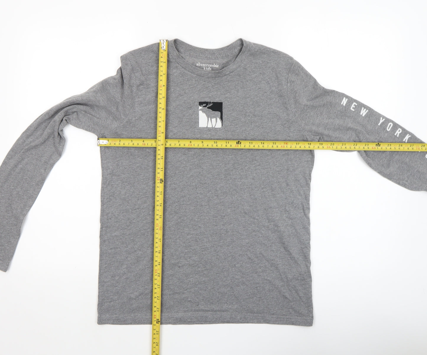 Abercrombie Kids Boys Grey Long Sleeve T-Shirt 15-16 Years Regular Fit