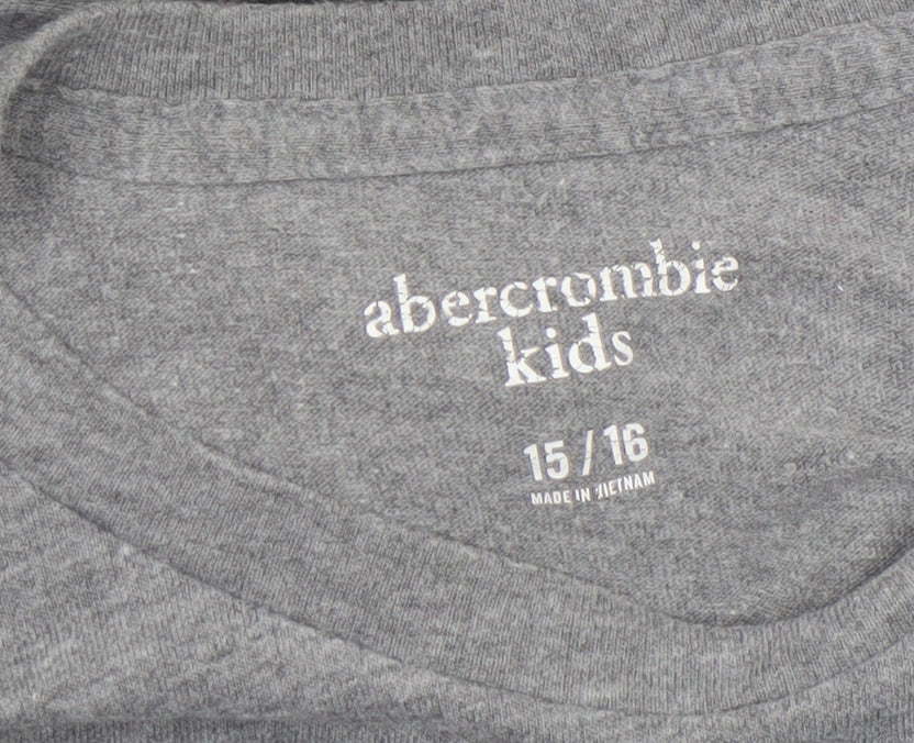 Abercrombie Kids Boys Grey Long Sleeve T-Shirt 15-16 Years Regular Fit