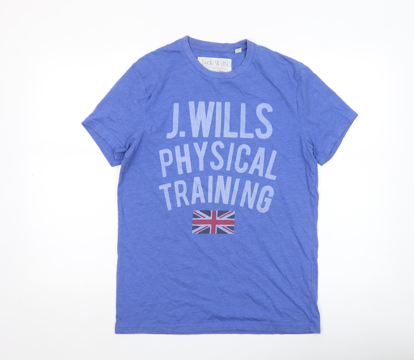 Jack Wills Men Blue Graphic Sports T-Shirt S Crew Neck Cotton Blend