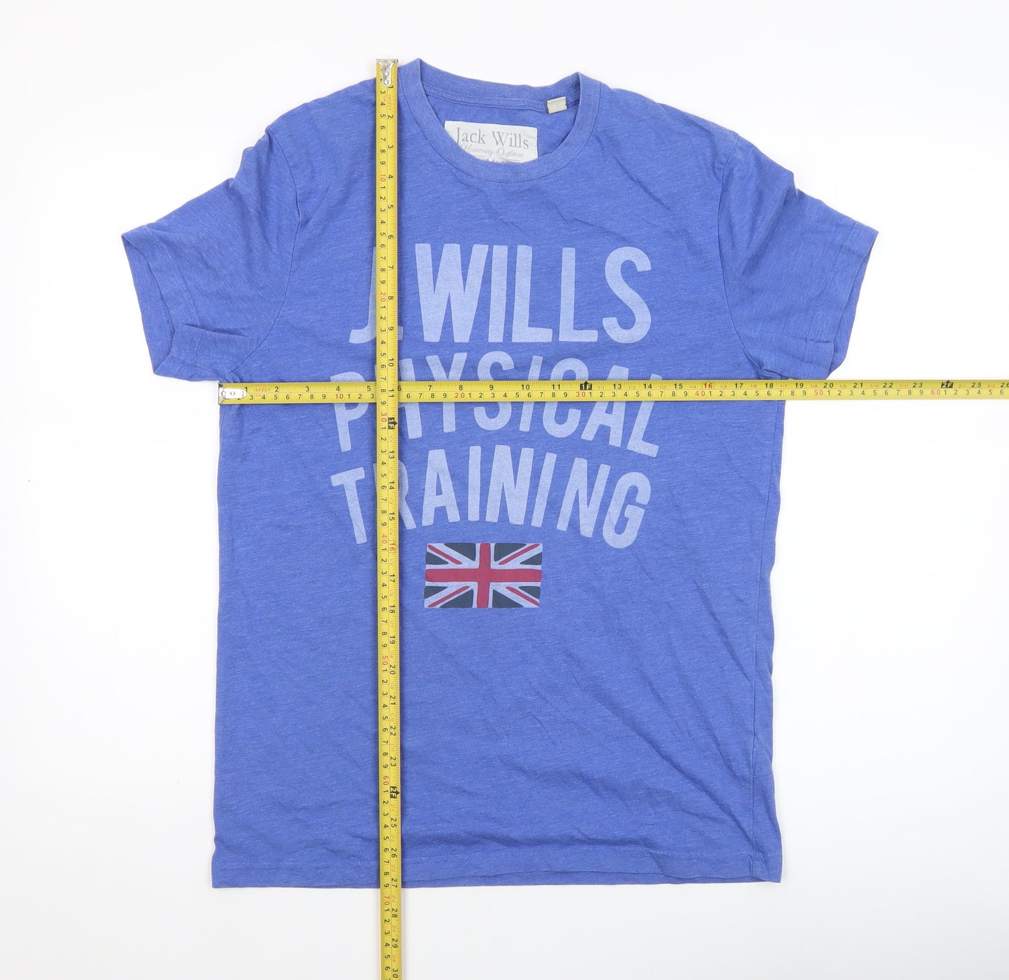 Jack Wills Men Blue Graphic Sports T-Shirt S Crew Neck Cotton Blend