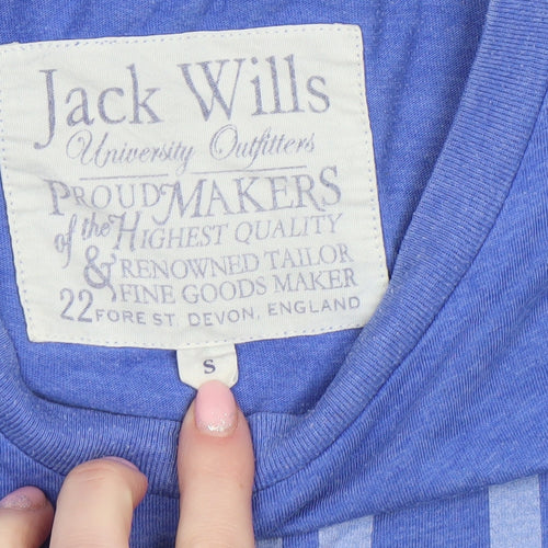Jack Wills Men Blue Graphic Sports T-Shirt S Crew Neck Cotton Blend