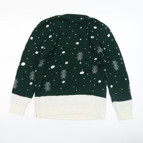 Boohoo Women’s Green Christmas Reindeer Knit Jumper Size L