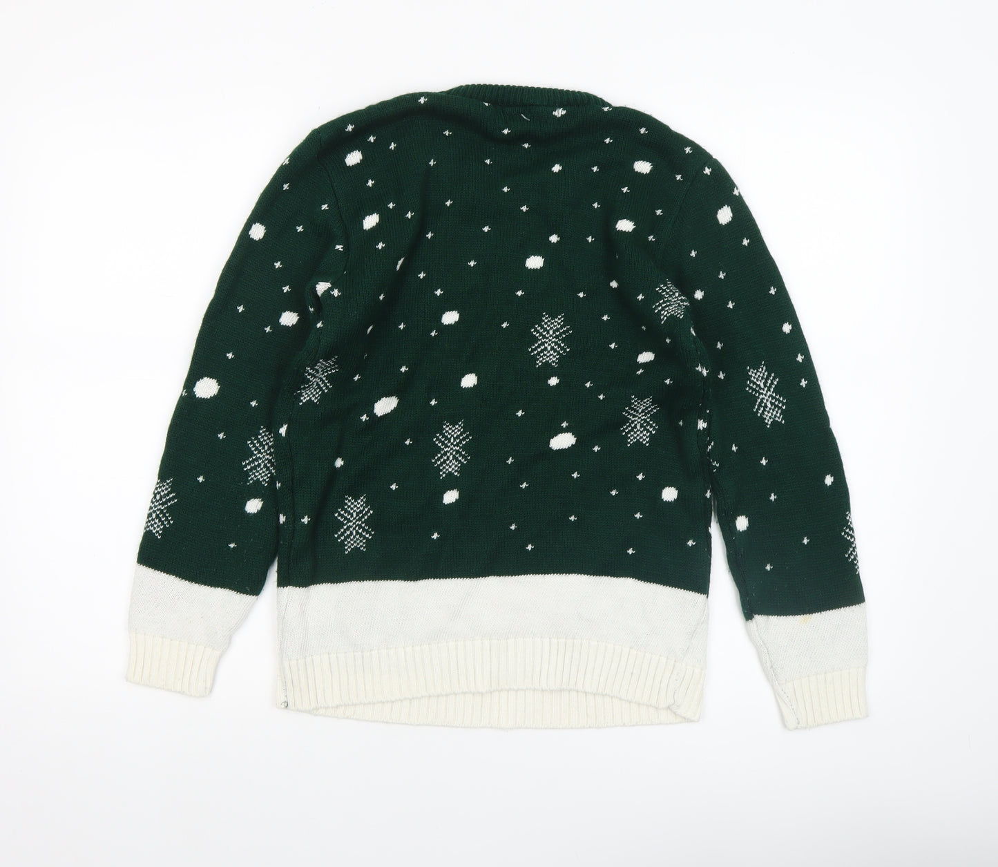 Boohoo Women’s Green Christmas Reindeer Knit Jumper Size L