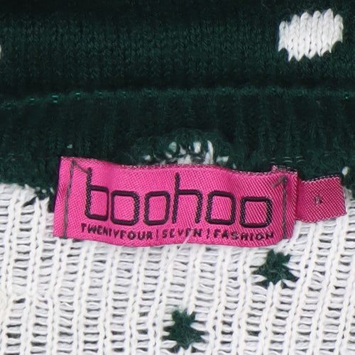 Boohoo Women’s Green Christmas Reindeer Knit Jumper Size L