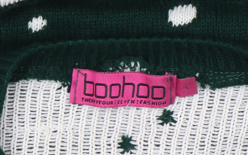Boohoo Women’s Green Christmas Reindeer Knit Jumper Size L