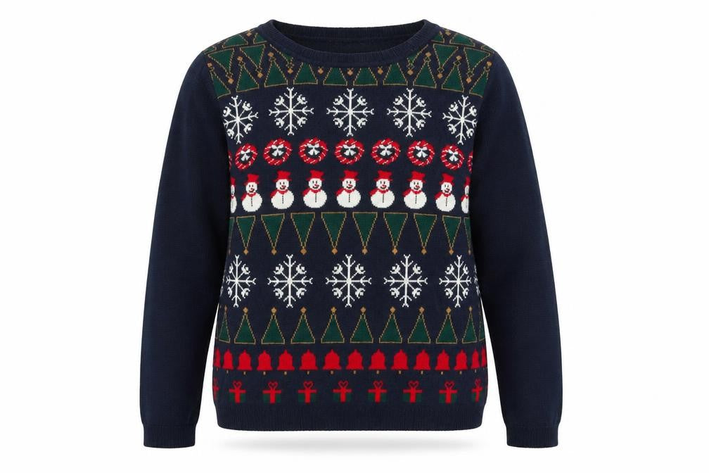 ONLY Women's Blue Christmas Fair Isle Crew Neck Jumper L