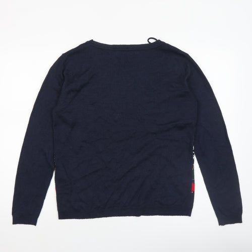 ONLY Women's Blue Christmas Fair Isle Crew Neck Jumper L