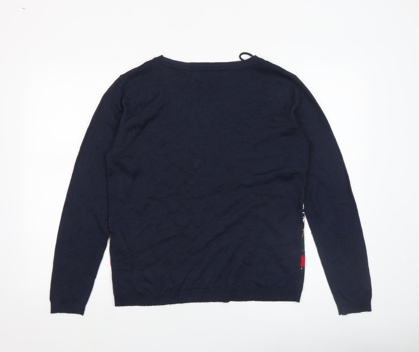 ONLY Women's Blue Christmas Fair Isle Crew Neck Jumper L