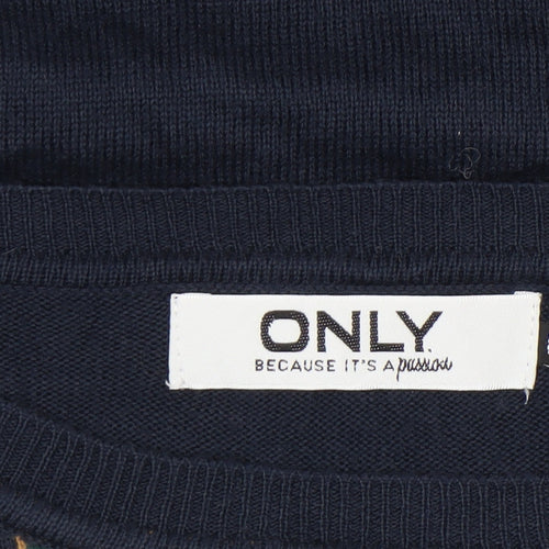 ONLY Women's Blue Christmas Fair Isle Crew Neck Jumper L