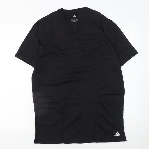 Adidas Men’s Black V-Neck Cotton Short Sleeve T-Shirt Size M