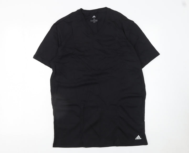 Adidas Men’s Black V-Neck Cotton Short Sleeve T-Shirt Size M