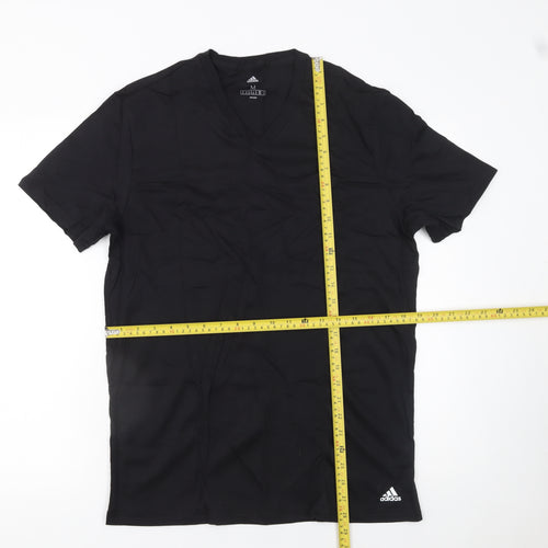 Adidas Men’s Black V-Neck Cotton Short Sleeve T-Shirt Size M