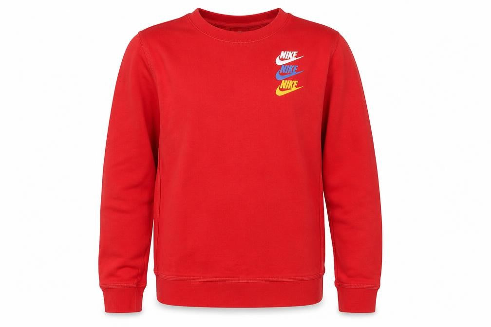 Nike Boys Red Logo Crew Neck Fleece Sweatshirt L 147-158cm