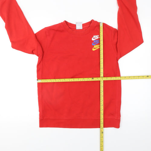 Nike Boys Red Logo Crew Neck Fleece Sweatshirt L 147-158cm