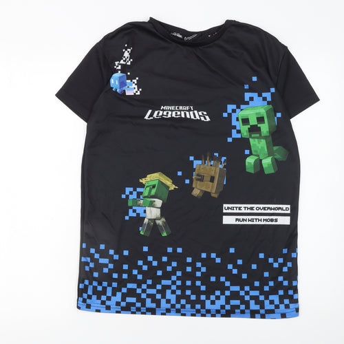 Minecraft Legends Boys Black Graphic T-Shirt 12-13 Years 158cm Short Sleeve