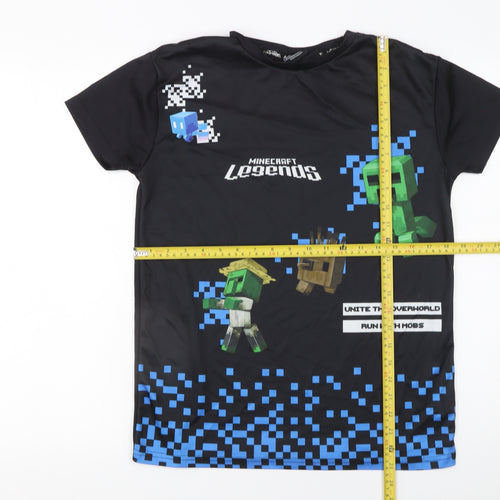 Minecraft Legends Boys Black Graphic T-Shirt 12-13 Years 158cm Short Sleeve