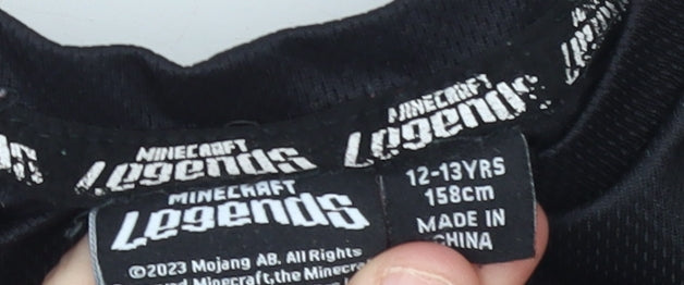 Minecraft Legends Boys Black Graphic T-Shirt 12-13 Years 158cm Short Sleeve