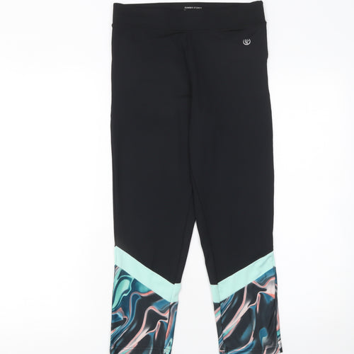 Dunnes Stores Women Black Capri Leggings Small Stretch Activewear